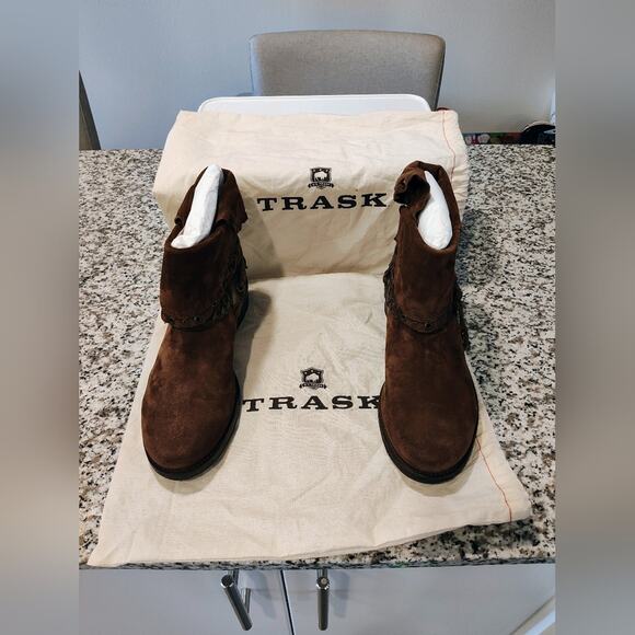 Trask Naomi Brown Suede Boots New With individual Bag - Picture 3 of 13